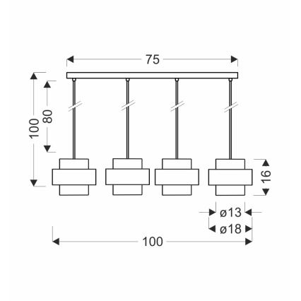 Κρεμαστό φωτιστικό οροφής ράγα SPIEGA 4xE27/60W/230V χρυσό/μαύρο