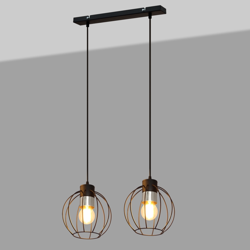 Κρεμαστό φωτιστικό οροφής ράγα STARLIGHT 2xE27/15W/230V μαύρο/ασήμι