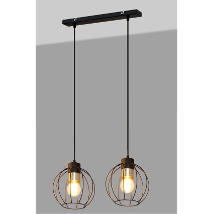 Κρεμαστό φωτιστικό οροφής ράγα STARLIGHT 2xE27/15W/230V μαύρο/χρυσαφί