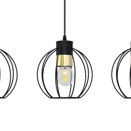 Κρεμαστό φωτιστικό οροφής ράγα STARLIGHT 3xE27/15W/230V μαύρο/χρυσαφί