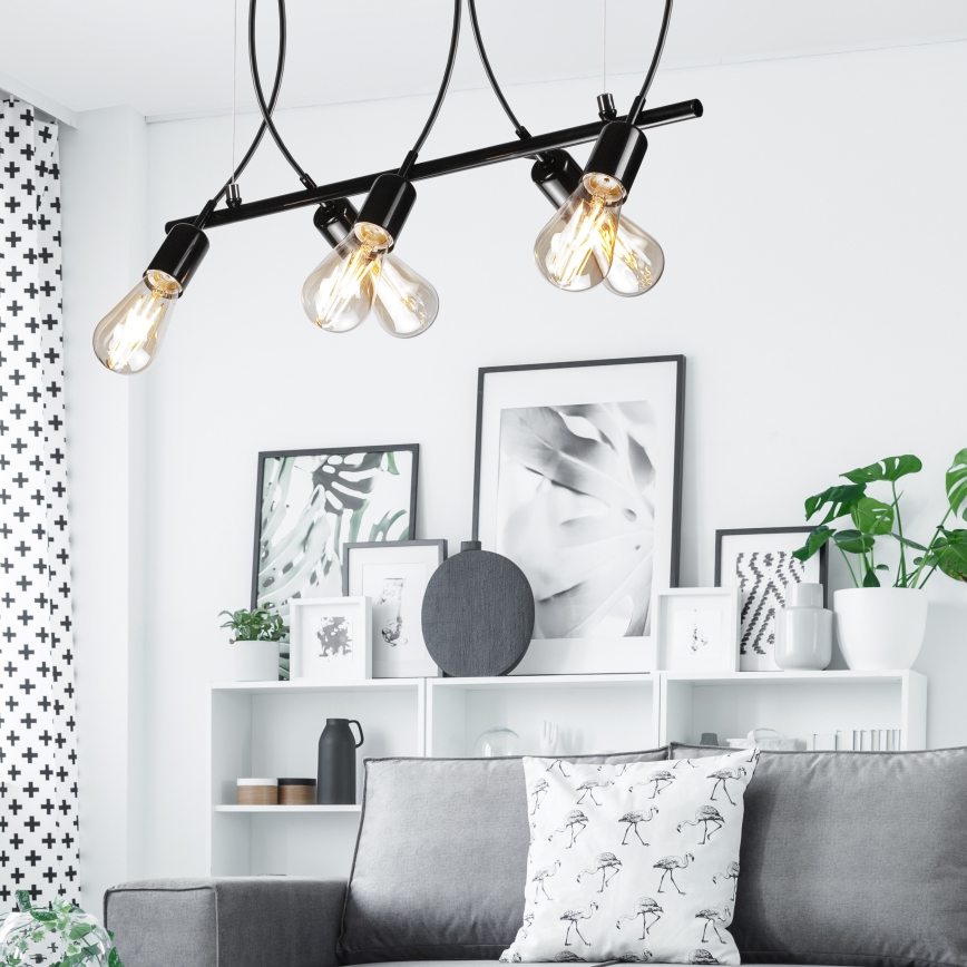 Κρεμαστό φωτιστικό οροφής ράγα TARO 5xE27/60W/230V μαύρο