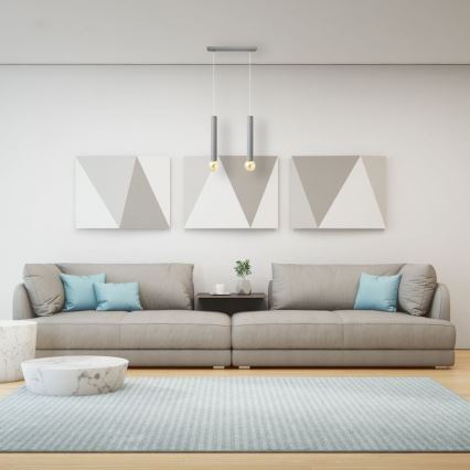 Κρεμαστό φωτιστικό οροφής ράγα TUBA 2xE27/15W/230V γκρι