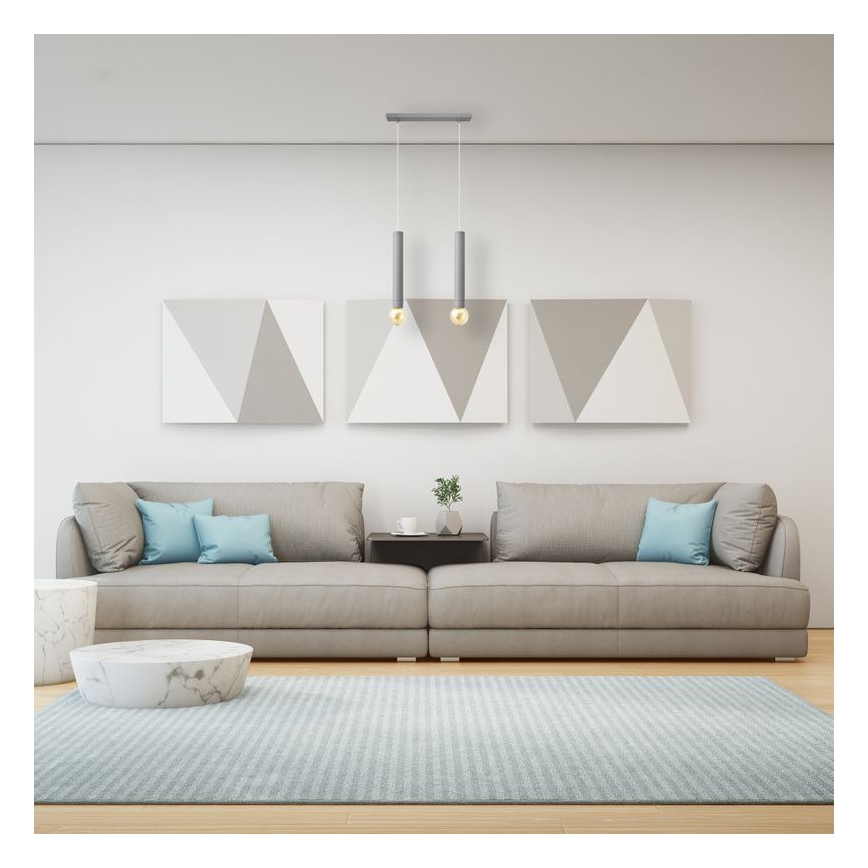 Κρεμαστό φωτιστικό οροφής ράγα TUBA 2xE27/15W/230V γκρι