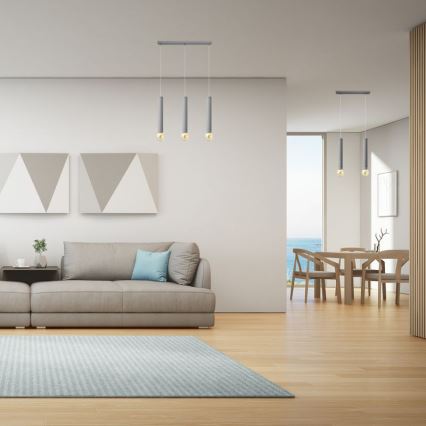 Κρεμαστό φωτιστικό οροφής ράγα TUBA 3xE27/15W/230V γκρι