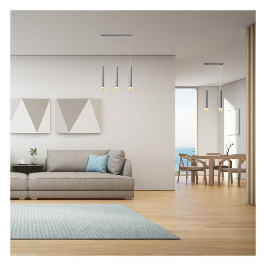 Κρεμαστό φωτιστικό οροφής ράγα TUBA 3xE27/15W/230V γκρι