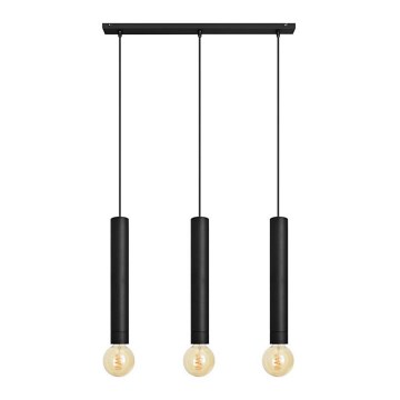 Κρεμαστό φωτιστικό οροφής ράγα TUBA 3xE27/15W/230V μαύρο