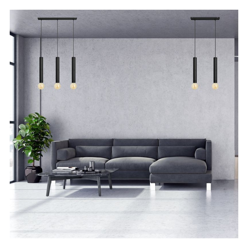 Κρεμαστό φωτιστικό οροφής ράγα TUBA 3xE27/15W/230V μαύρο