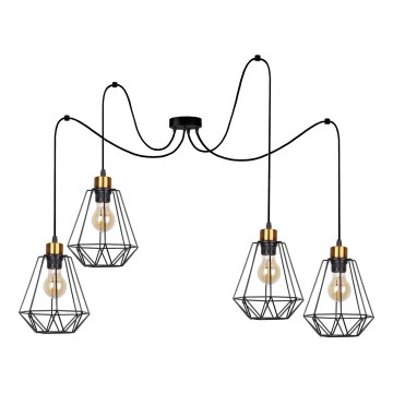 Κρεμαστό φωτιστικό οροφής PRIMO 4xE27/60W/230V spider μαύρο/χρυσό