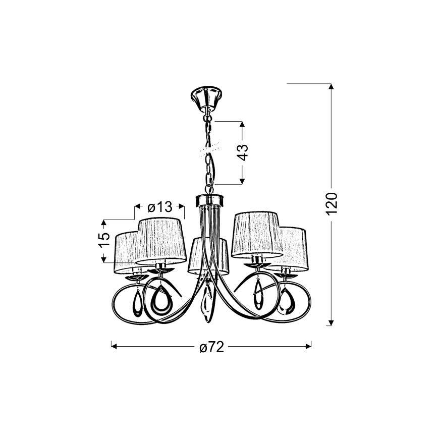 Κρεμαστό φωτιστικό οροφής πολύφωτο ARNIKA 5xE14/40W/230V ματ χρώμιο/λευκό