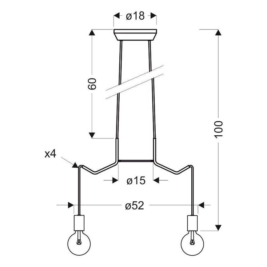 Κρεμαστό φωτιστικό οροφής πολύφωτο BASSO 4xE27/40W/230V λευκό