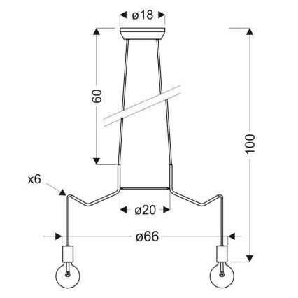 Κρεμαστό φωτιστικό οροφής πολύφωτο BASSO 6xE27/40W/230V λευκό