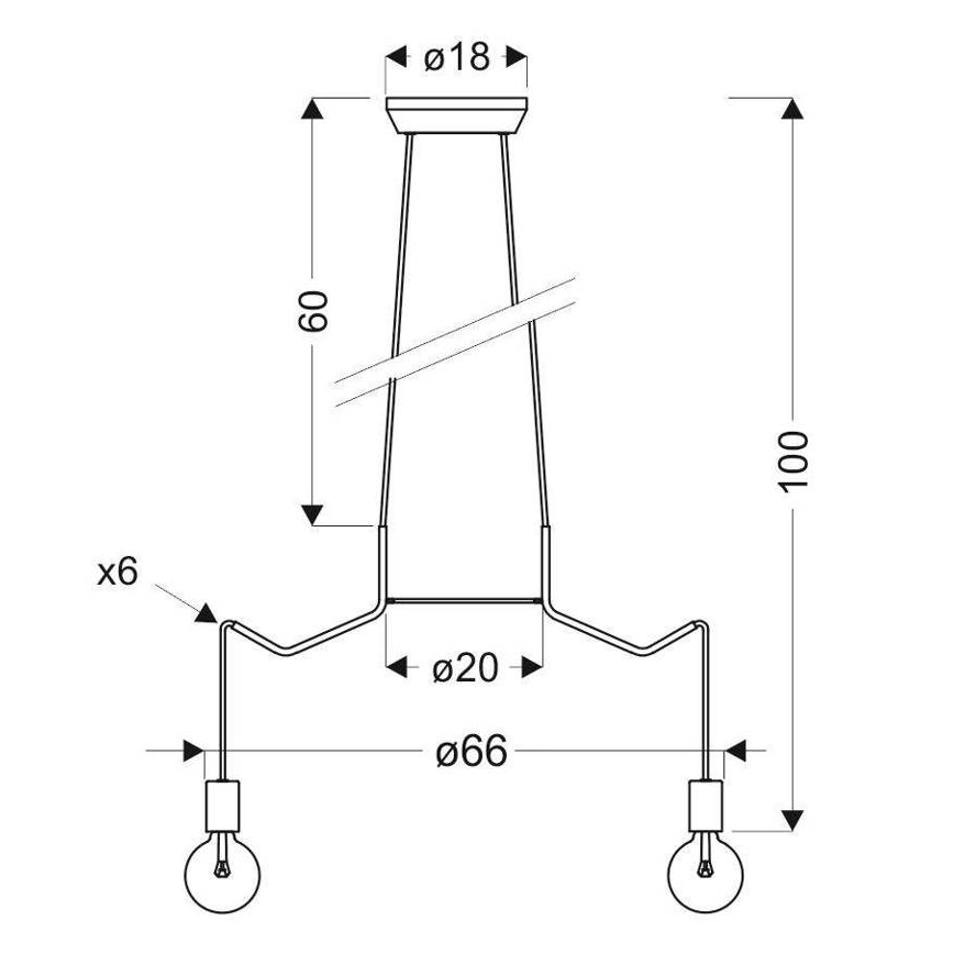 Κρεμαστό φωτιστικό οροφής πολύφωτο BASSO 6xE27/40W/230V μαύρο