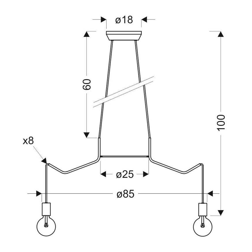 Κρεμαστό φωτιστικό οροφής πολύφωτο BASSO 8xE27/40W/230V λευκό