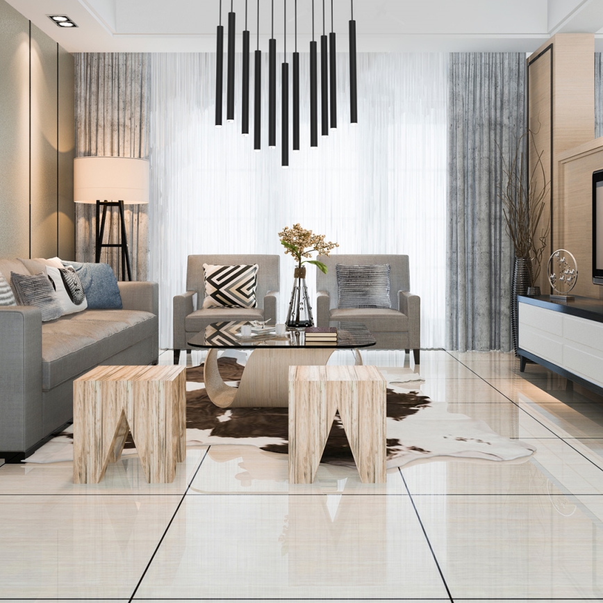 Κρεμαστό φωτιστικό οροφής πολύφωτο MONZA 11xG9/8W/230V μαύρο