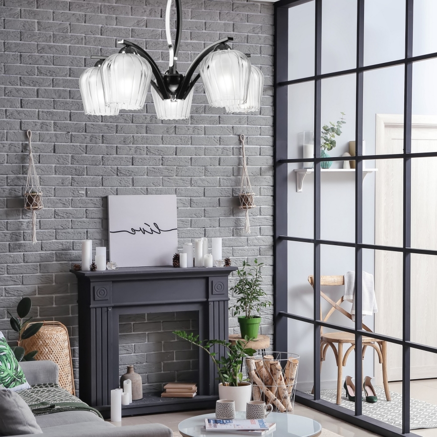 Κρεμαστό φωτιστικό οροφής πολύφωτο PAULA 5xE27/60W/230V μαύρο