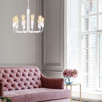 Κρεμαστό φωτιστικό οροφής πολύφωτο TIFFANY 10xE27/60W/230V λευκό