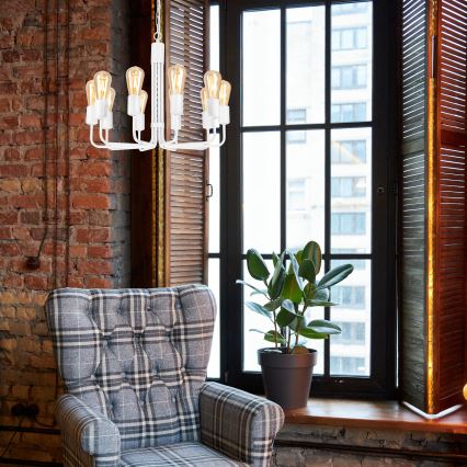 Κρεμαστό φωτιστικό οροφής πολύφωτο TIFFANY 10xE27/60W/230V λευκό