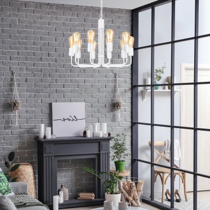 Κρεμαστό φωτιστικό οροφής πολύφωτο TIFFANY 10xE27/60W/230V λευκό