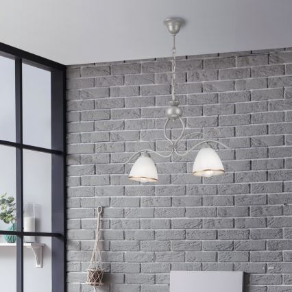 Κρεμαστό φωτιστικό οροφής RETRO 2xE27/60W/230V ασημί