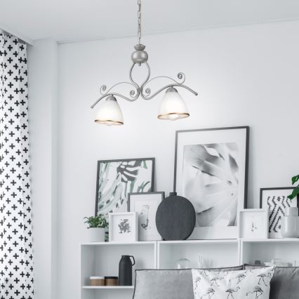 Κρεμαστό φωτιστικό οροφής RETRO 2xE27/60W/230V ασημί