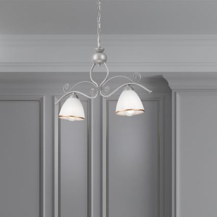 Κρεμαστό φωτιστικό οροφής RETRO 2xE27/60W/230V ασημί