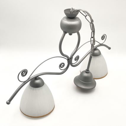 Κρεμαστό φωτιστικό οροφής RETRO 2xE27/60W/230V ασημί