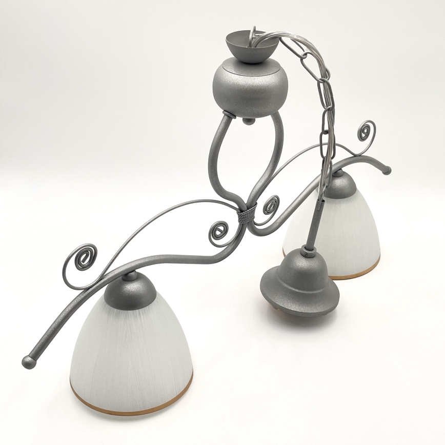 Κρεμαστό φωτιστικό οροφής RETRO 2xE27/60W/230V ασημί