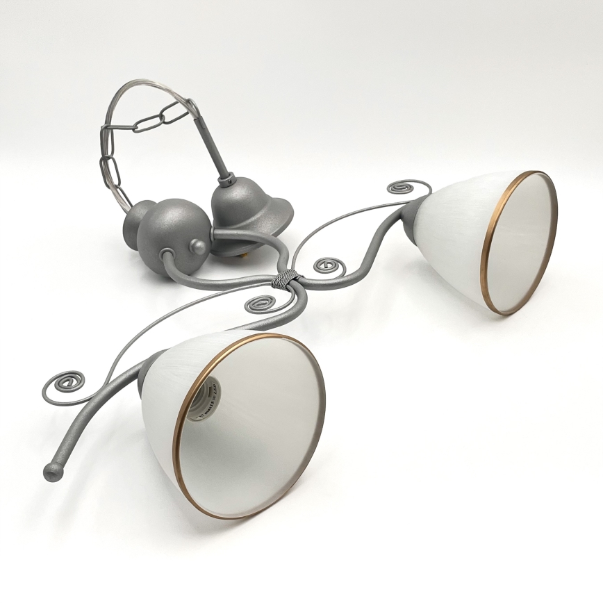 Κρεμαστό φωτιστικό οροφής RETRO 2xE27/60W/230V ασημί