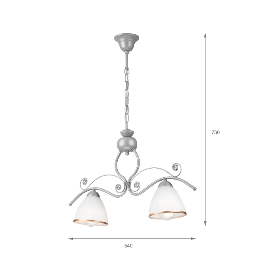 Κρεμαστό φωτιστικό οροφής RETRO 2xE27/60W/230V ασημί