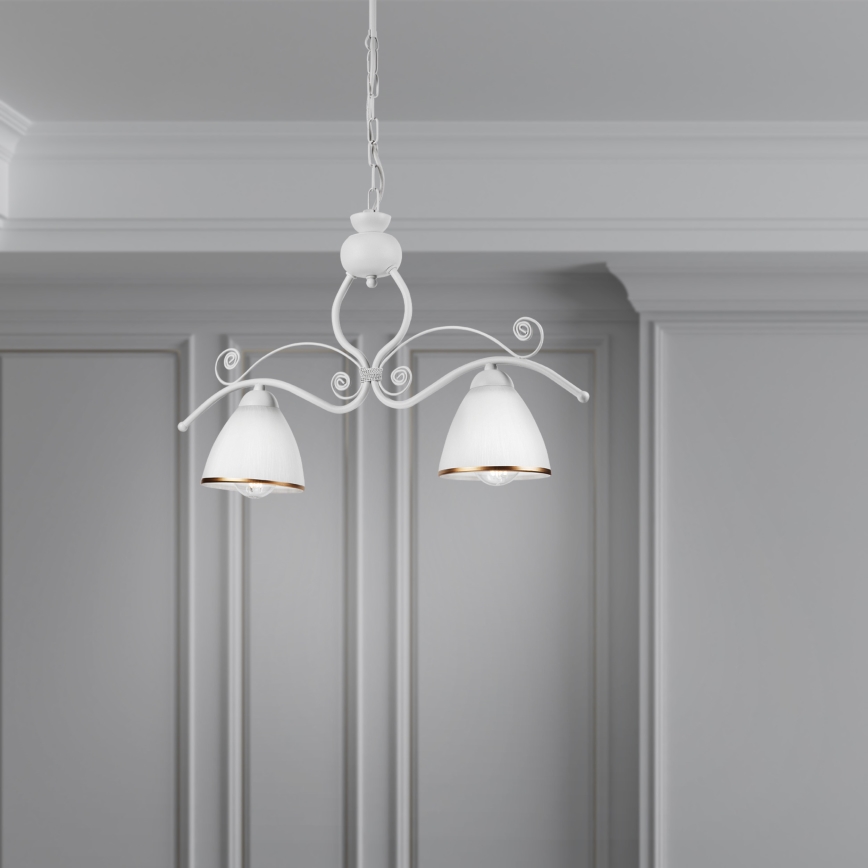 Κρεμαστό φωτιστικό οροφής RETRO 2xE27/60W/230V λευκό ματ