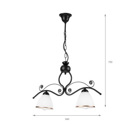 Κρεμαστό φωτιστικό οροφής RETRO 2xE27/60W/230V ματ μαύρο