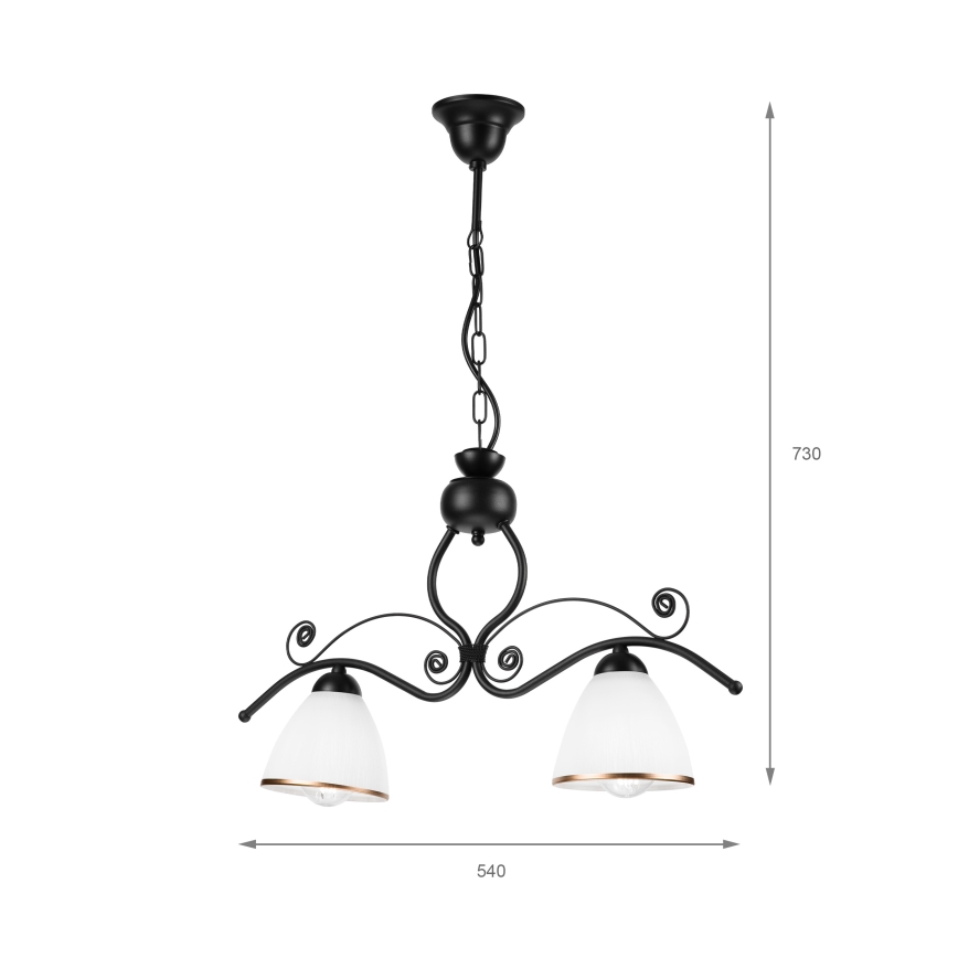 Κρεμαστό φωτιστικό οροφής RETRO 2xE27/60W/230V ματ μαύρο