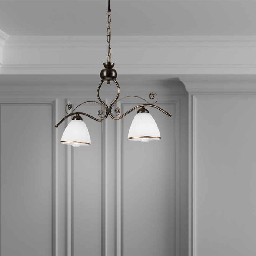 Κρεμαστό φωτιστικό οροφής RETRO 2xE27/60W/230V μπρονζέ/πατίνα