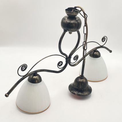 Κρεμαστό φωτιστικό οροφής RETRO 2xE27/60W/230V μπρονζέ/πατίνα