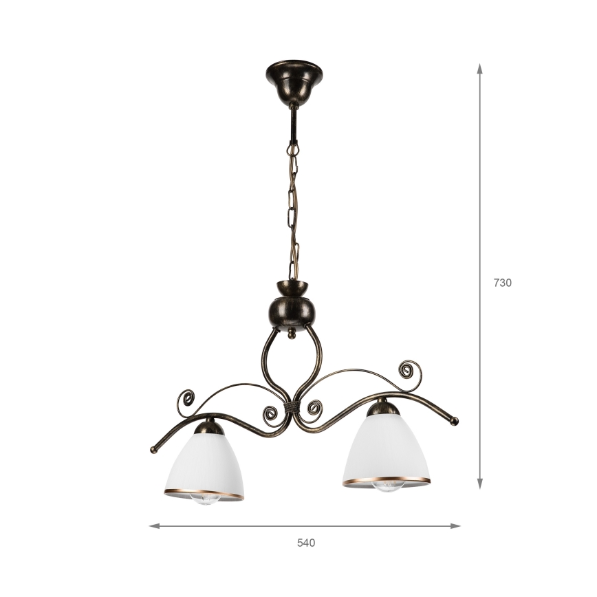 Κρεμαστό φωτιστικό οροφής RETRO 2xE27/60W/230V μπρονζέ/πατίνα