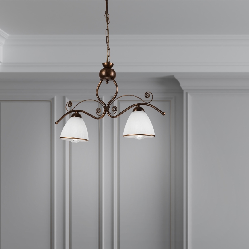 Κρεμαστό φωτιστικό οροφής RETRO 2xE27/60W/230V χαλκός/πατίνα