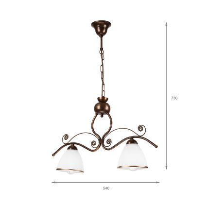 Κρεμαστό φωτιστικό οροφής RETRO 2xE27/60W/230V χαλκός/πατίνα