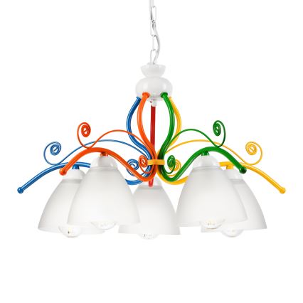 Κρεμαστό φωτιστικό οροφής RETRO 5xE27/60W/230V λευκό/πολύχρωμα
