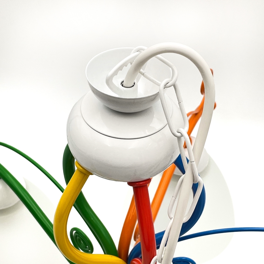 Κρεμαστό φωτιστικό οροφής RETRO 5xE27/60W/230V λευκό/πολύχρωμα