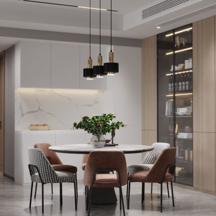 Κρεμαστό φωτιστικό οροφής RIF LUX 1xGX53/12W/230V διάμετρος 15 cm μαύρο/γυαλιστερό χρώμιο