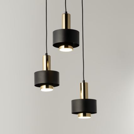 Κρεμαστό φωτιστικό οροφής RIF LUX 3xGX53/12W/230V διάμετρος 38 cm μαύρο/χρυσό