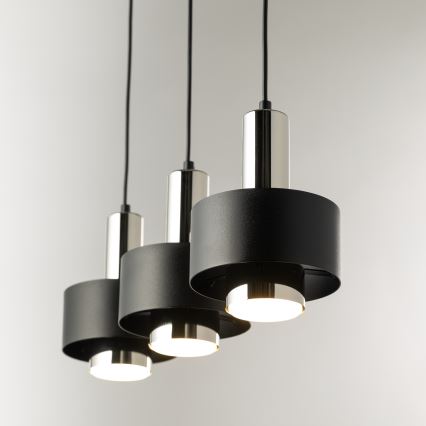 Κρεμαστό φωτιστικό οροφής RIF LUX 3xGX53/12W/230V μαύρο/γυαλιστερό χρώμιο