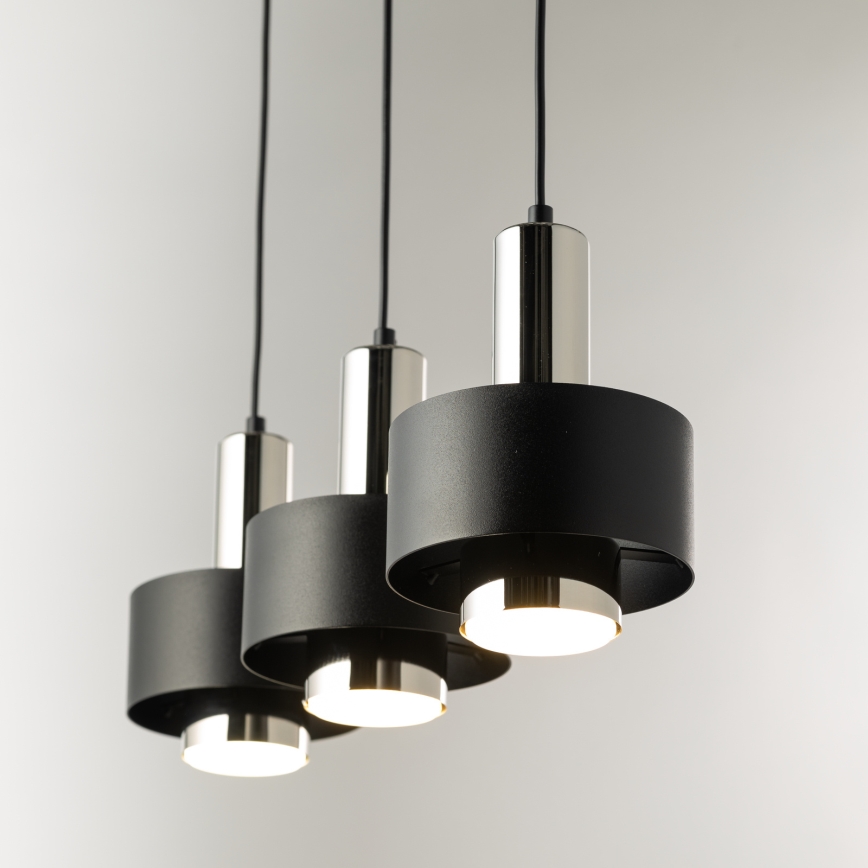 Κρεμαστό φωτιστικό οροφής RIF LUX 3xGX53/12W/230V μαύρο/γυαλιστερό χρώμιο