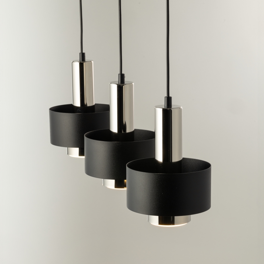 Κρεμαστό φωτιστικό οροφής RIF LUX 3xGX53/12W/230V μαύρο/γυαλιστερό χρώμιο