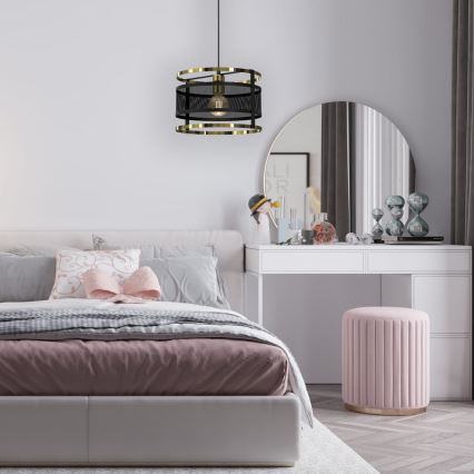 Κρεμαστό φωτιστικό οροφής RIM 1xE27/60W/230V μαύρο/χρυσό