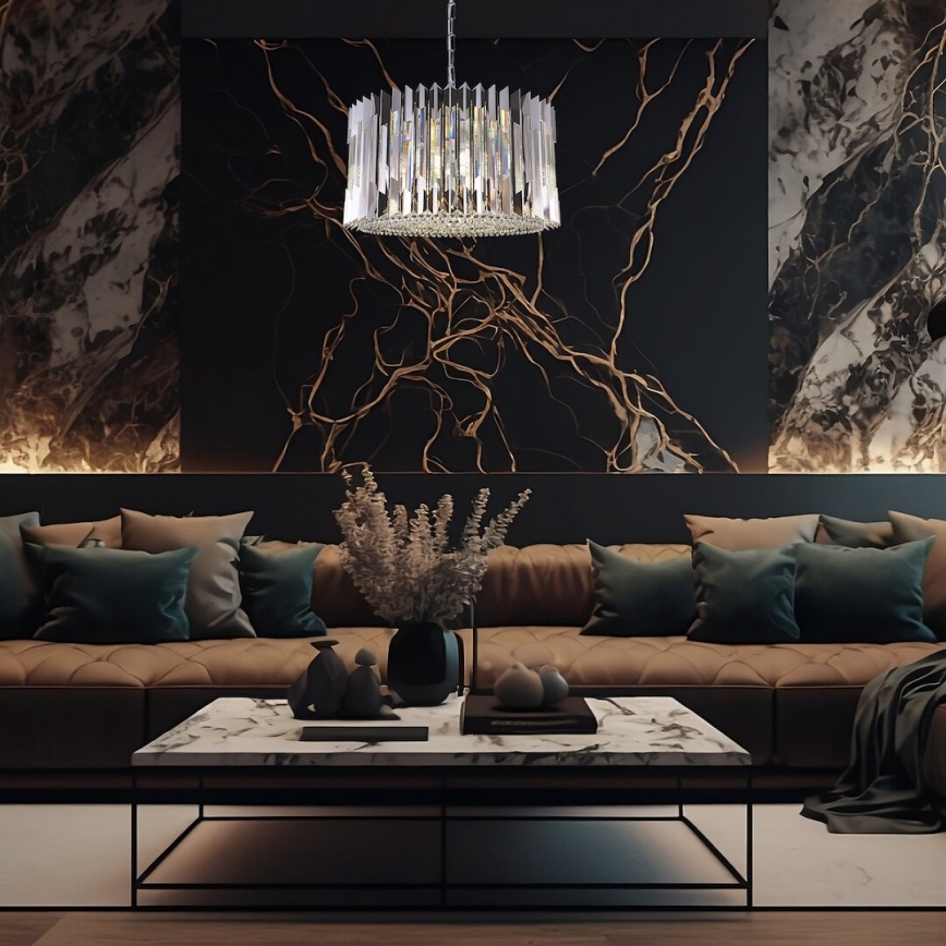 Κρεμαστό φωτιστικό οροφής RITZ 12xE14/40W/230V διάμετρος 54 cm γυαλιστερό χρώμιο