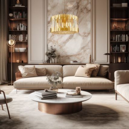 Κρεμαστό φωτιστικό οροφής RITZ 12xE14/40W/230V διάμετρος 54 cm χρυσό