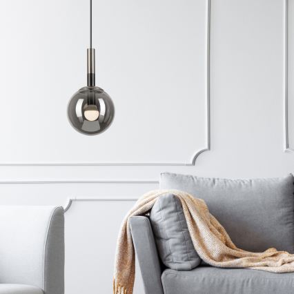 Κρεμαστό φωτιστικό οροφής ROLLO 1xE14/5W/230V ματ χρώμιο/φιμέ