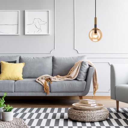 Κρεμαστό φωτιστικό οροφής ROLLO 1xE14/5W/230V χρυσό/φιμέ μπεζ