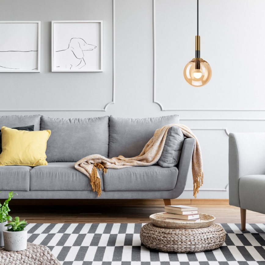 Κρεμαστό φωτιστικό οροφής ROLLO 1xE14/5W/230V χρυσό/φιμέ μπεζ